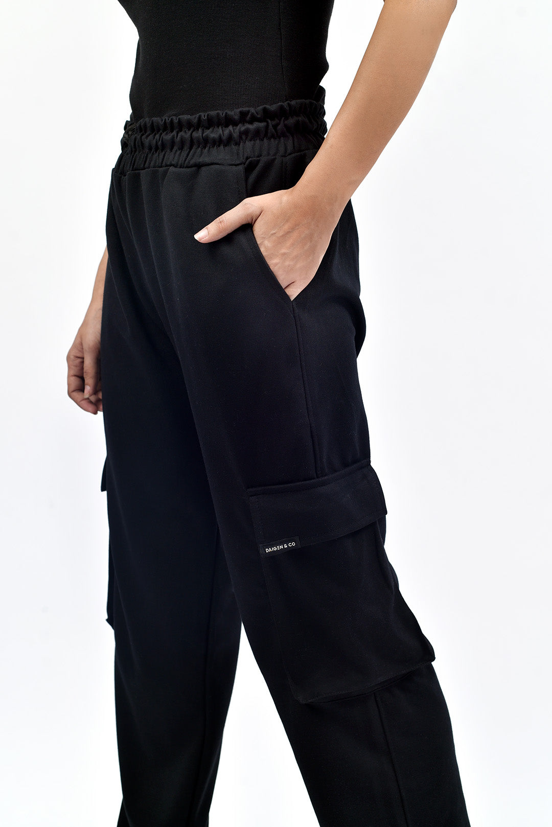 Black Interlock Cargo Trouser