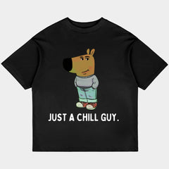 JUST A CHILL GUY Oversized Black Tee
