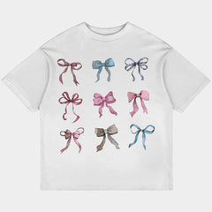 Bow Set Oversized White Tee