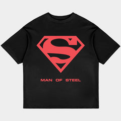 Man of Steel Oversized Black Tee