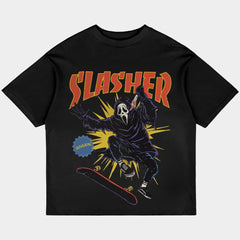 Slasher Oversized Black Tee