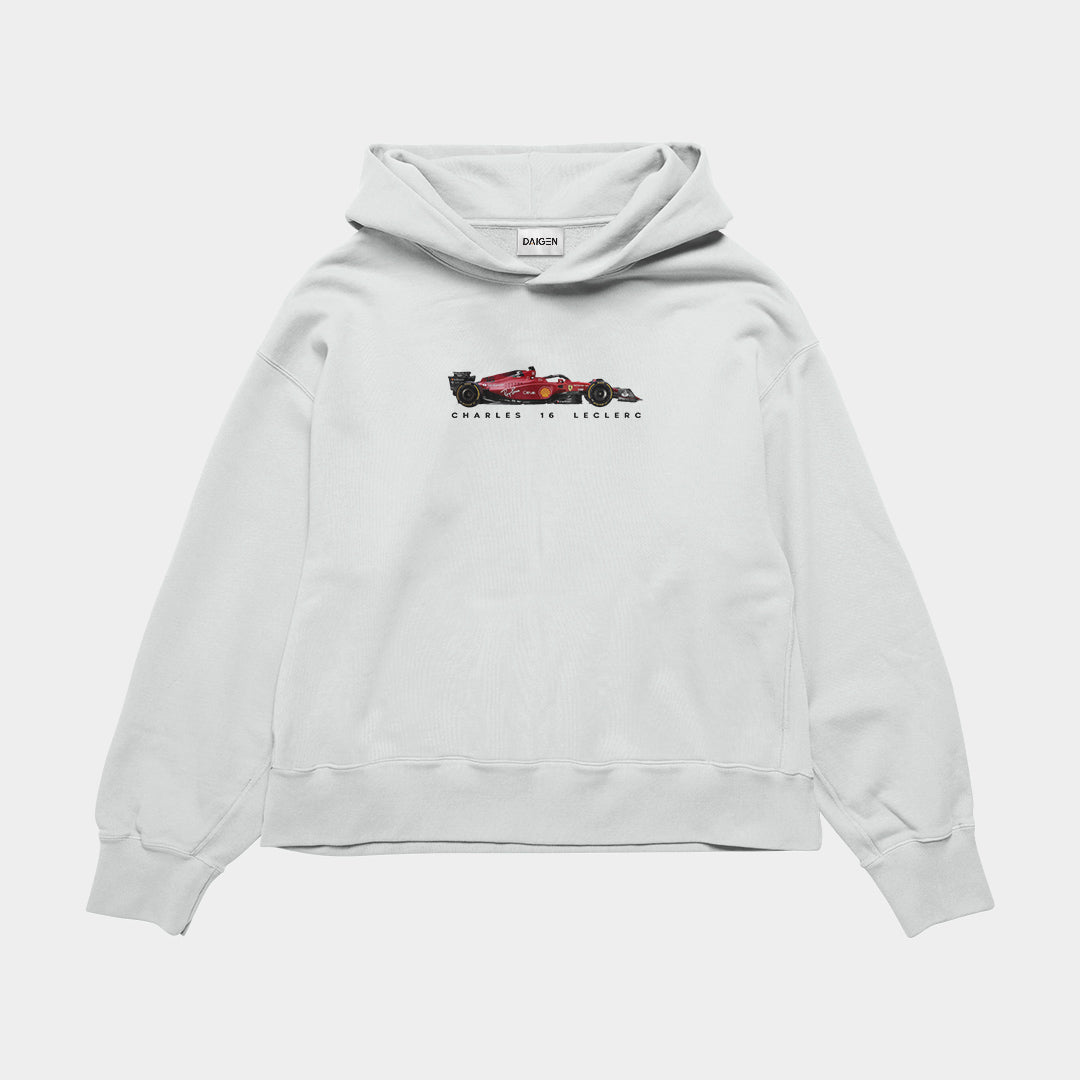 Charles 16 Leclerc White Oversized Hoodie