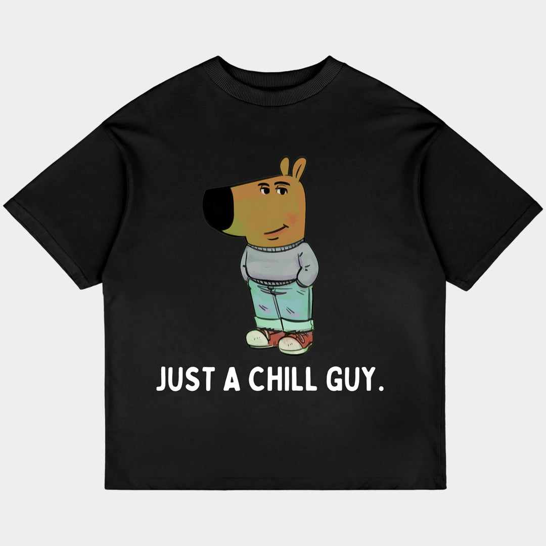 JUST A CHILL GUY Oversized Black Tee