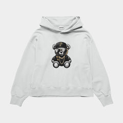 Gansta Bear White Oversized Hoodie
