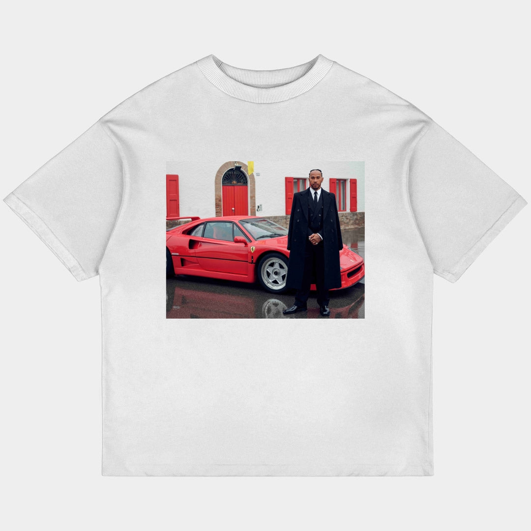 LEWIS HAMILTON FERRARI OVERSIZED WHITE TEE