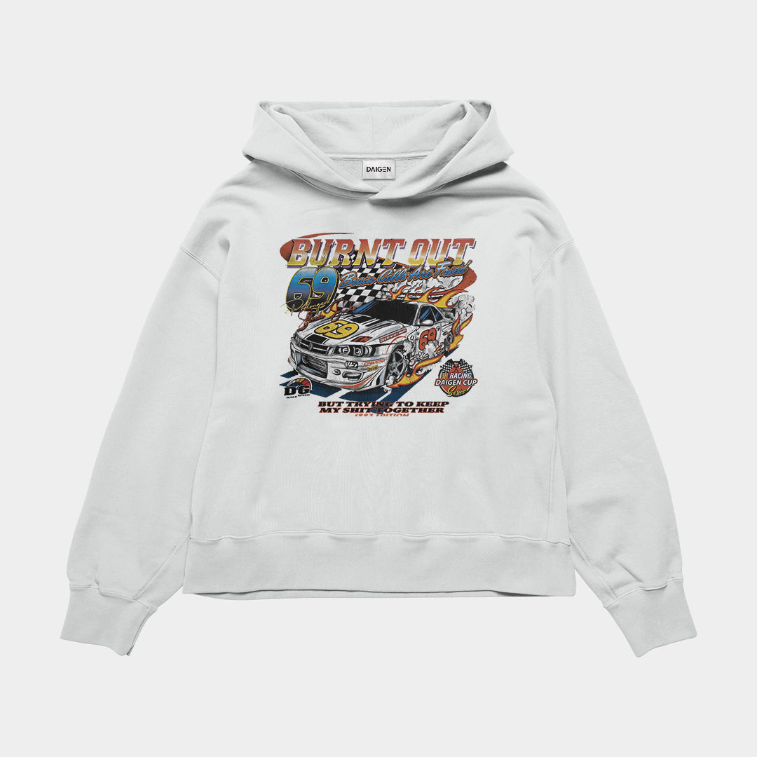 Burnout Oversized White Hoodie