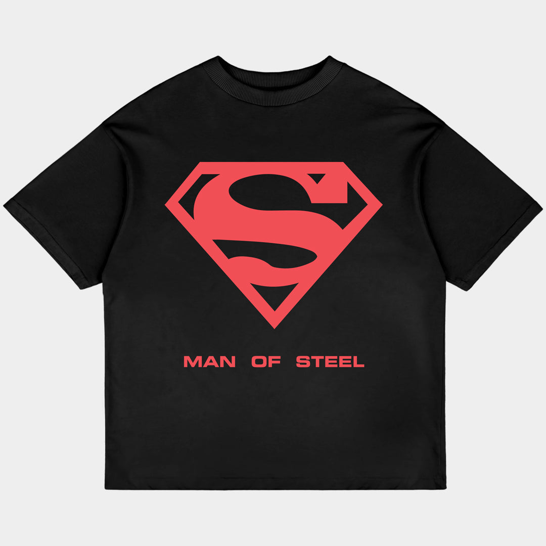 Man of Steel Oversized Black Tee