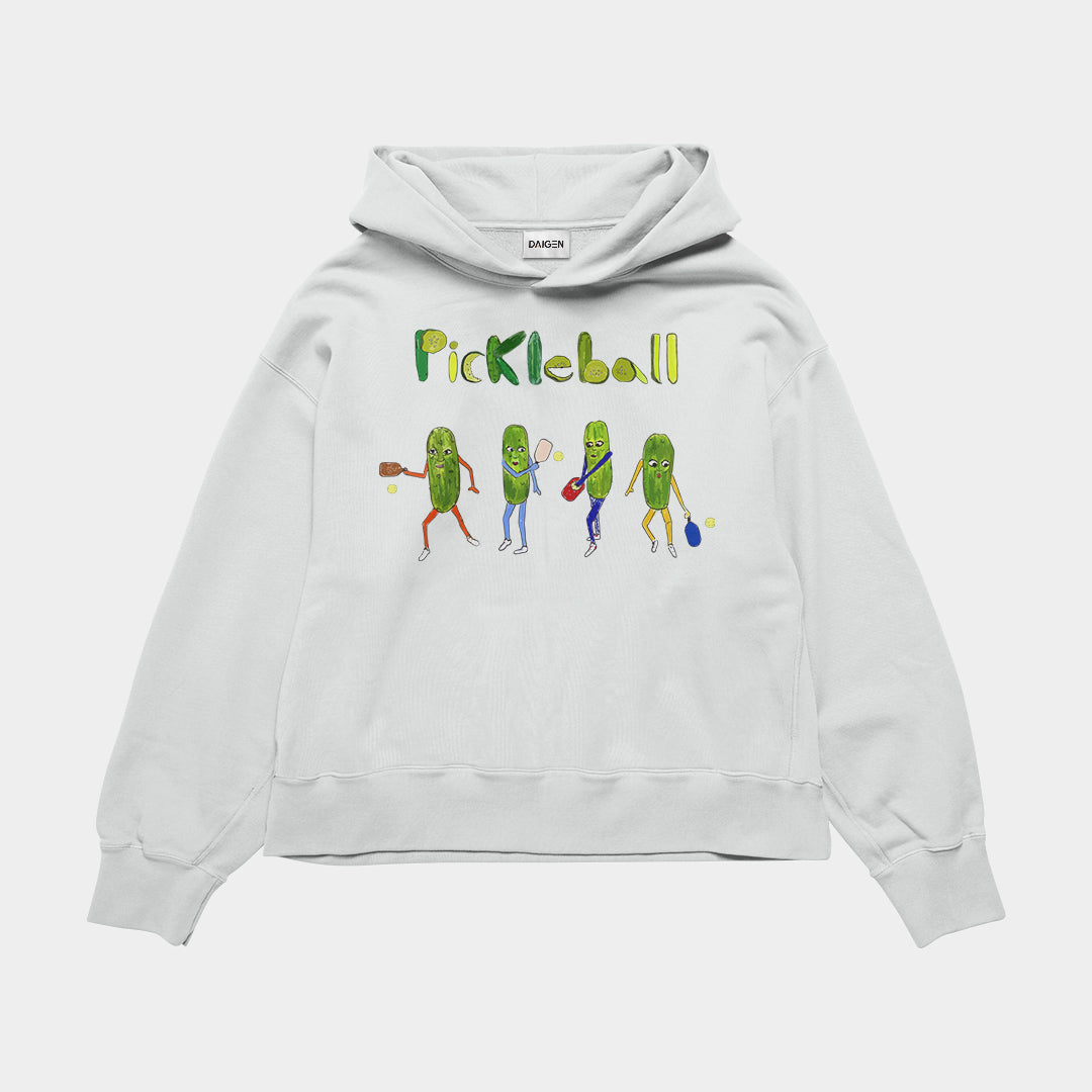 Pickle Ball Oversized White Hoodie