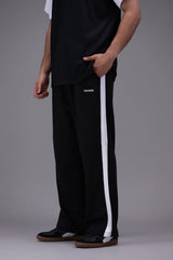 Striped Wide Leg Trousers Black